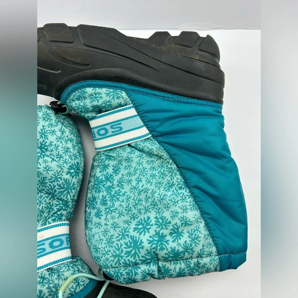 Sorel Youth 7 Winter Insulated Snow Boots Teal Blue Black Snowflake